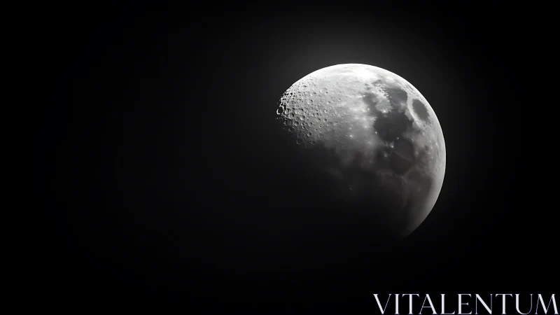 First quarter lunar phase with high contrast crater relief view