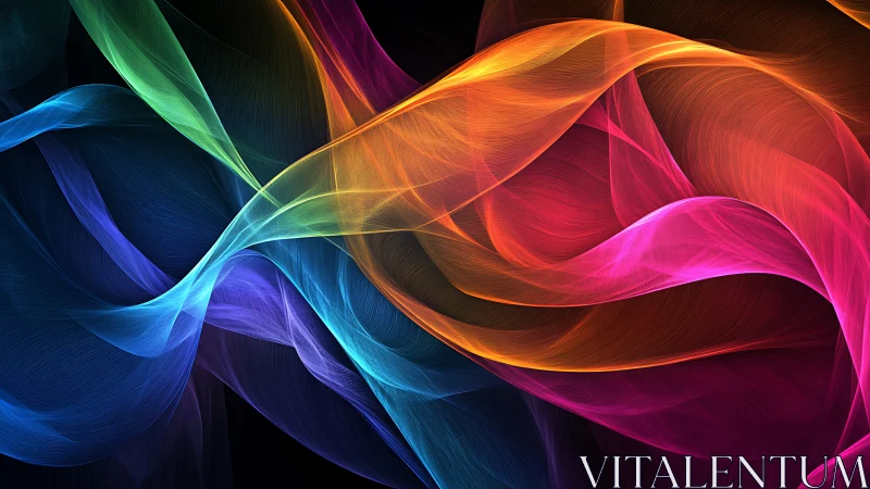 Vibrant multicolor light waves forming abstract flowing ribbons.