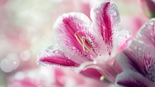 Delicate Petals Kissed by Morning Dew and Soft Bokeh