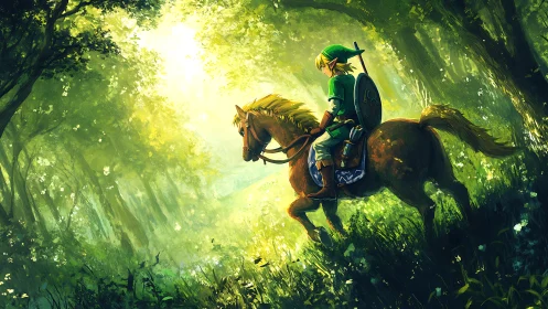 Sunlit forest ride welcomes a quiet young hero and horse