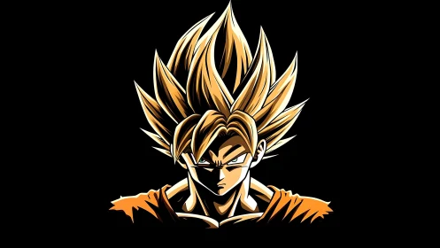 High-contrast anime warrior bust with luminous spiked hair.