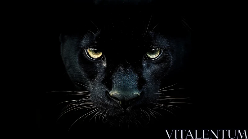 Midnight Panther: Golden Eyes Pierce the Darkness.