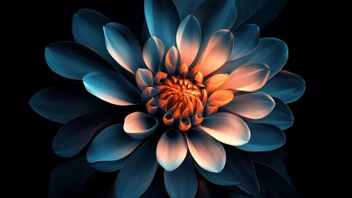 Neon-Illuminated Composite Flower With Radial Symmetry and Chromatic Gradient Transitions.