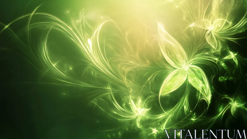 Luminous fractal foliage with ethereal light gradients composition.