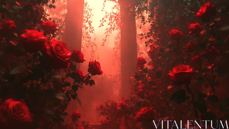 Red Roses in Ethereal Mist.