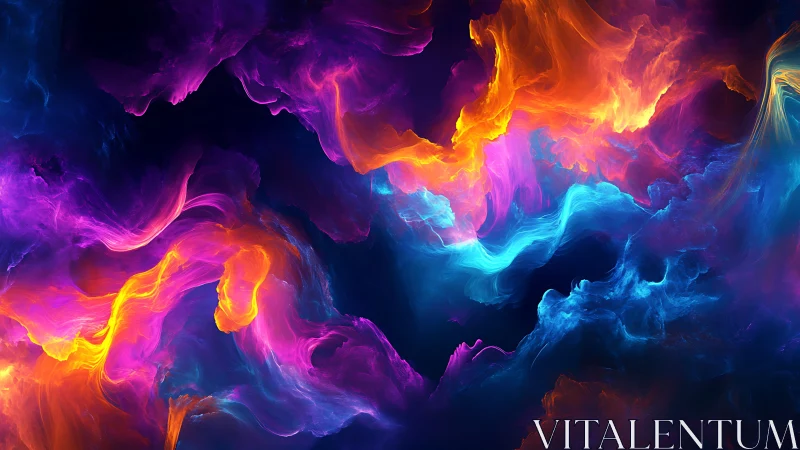 Digital painting of luminous nebular flows in deep contrast space.