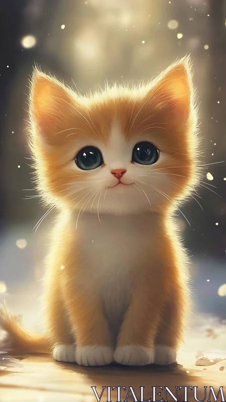 Luminous Kitten: Portrait of Wonder in Golden Light.