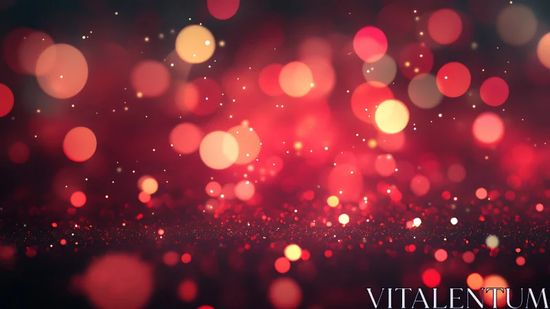 Red bokeh lights over sparkling glitter background scene.