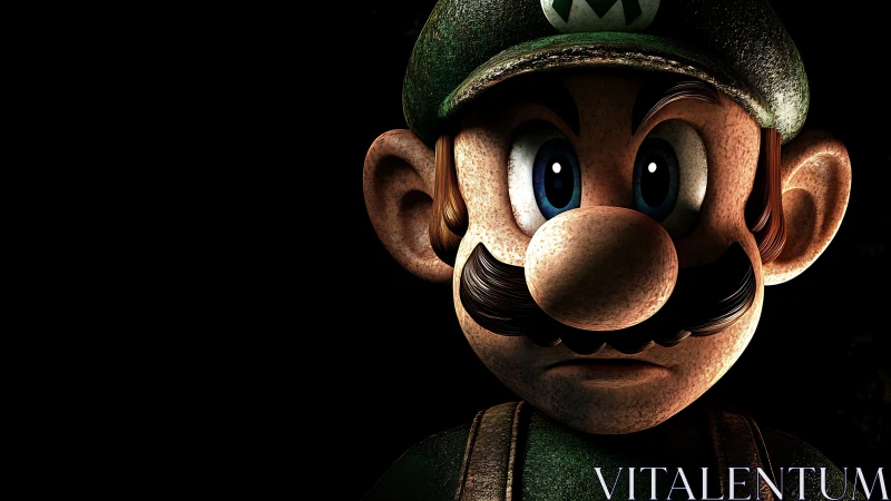 Dramatic 3D plumber portrait emerges from deep shadow