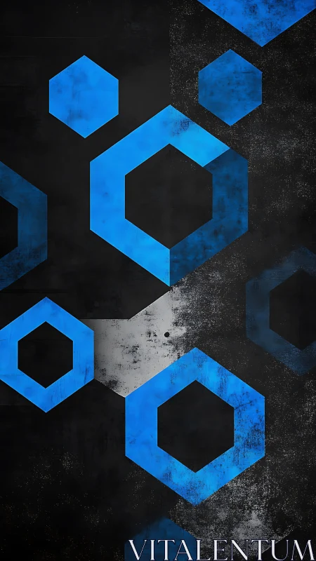 Geometric hexagonal pattern on textured dark background.