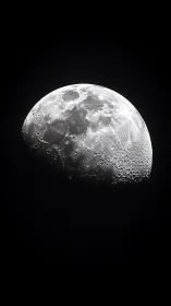Moon’s glowing craters shine gently in the silent night sky