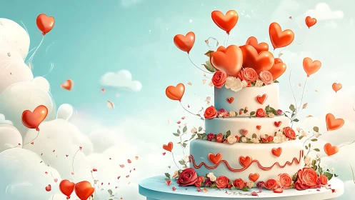 Enchanted Love Cake Under Dreamy Skies.