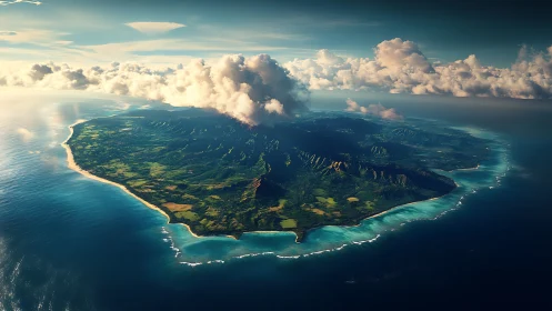 Volcanic Island Paradise Emerges from Ocean.