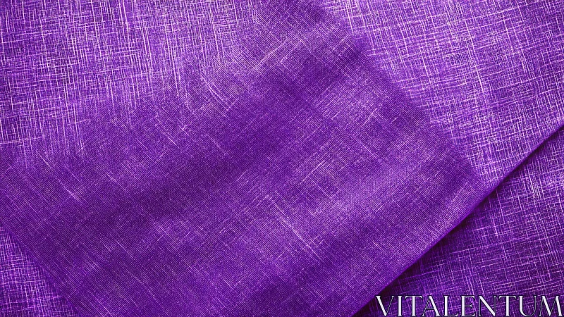 Macro closeup of folded purple crosshatch woven linen textile