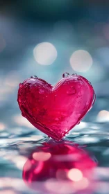 Crystalline Pink Heart Ornament Reflects Soft Bokeh Light