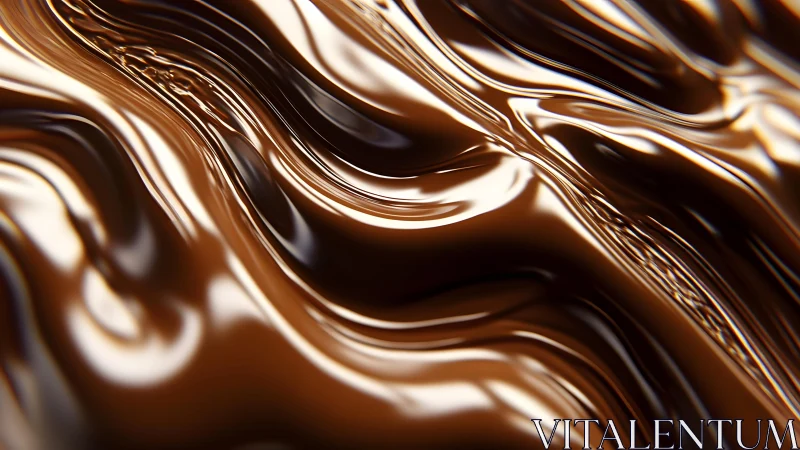 Smooth flowing melted chocolate close-up in abstract style.