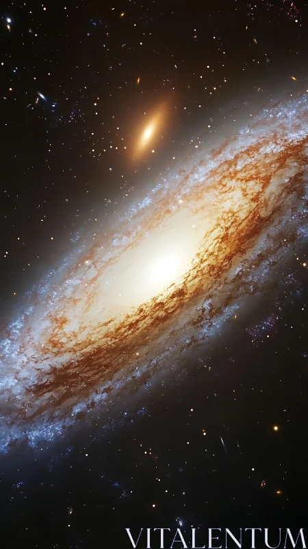 Edge-on barred spiral galaxy core with dense dust lanes glow