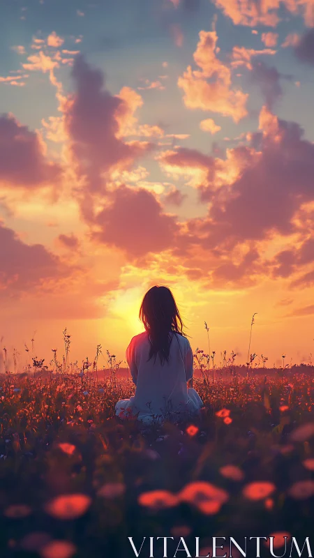 Quiet sunset pause in a wildflower meadow of gentle light.