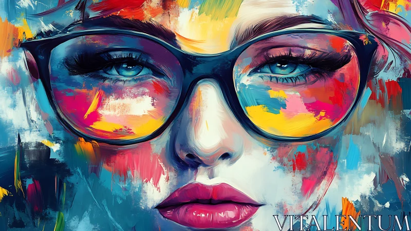 Expressive female portrait with glasses rendered in bold impasto color