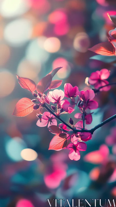 Magenta Blossoms with Luminous Bokeh Depth of Field