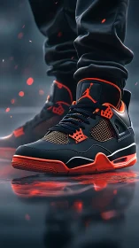 High-contrast basketball sneakers are rendered in close-up view