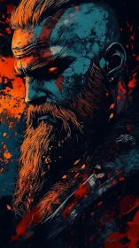 War-torn warrior portrait pulses with molten fury and grit