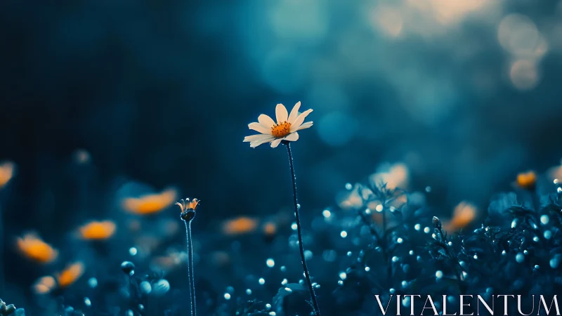 Botanical Depth: Isolated Daisies in Bokeh Field.