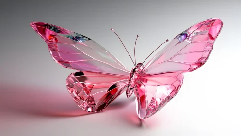 Elegant pink glass butterfly sculpture with a modern aesthetic.