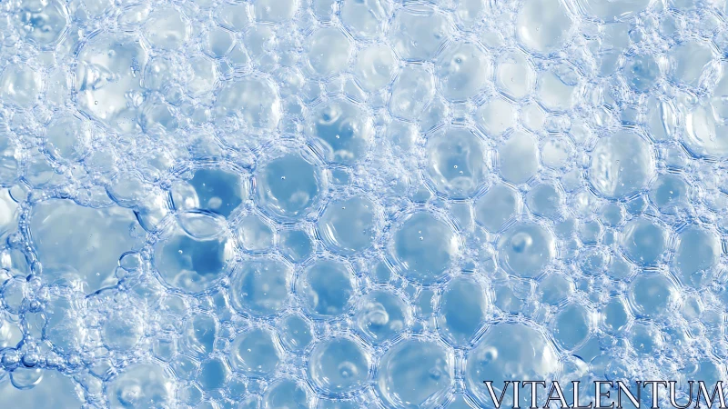 Close-up structural pattern of translucent blue bubbles.