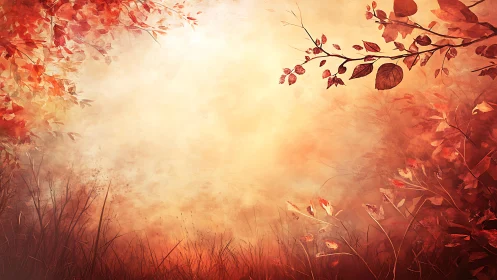 Digital landscape depicts autumn foliage framing central void