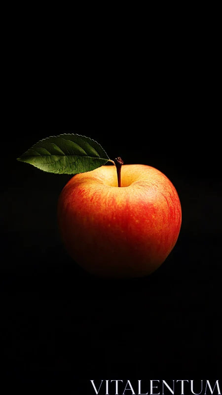 High-contrast red apple portrait under controlled low-key lighting