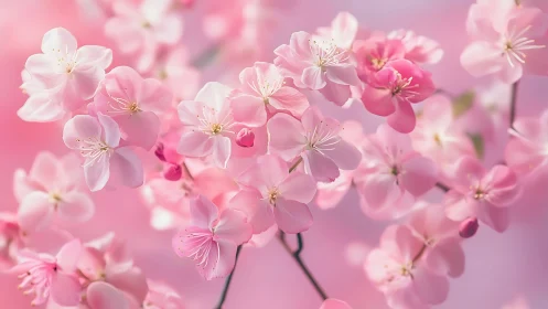 Delicate Pink Petals in Soft-Focus Botanical Arrangement.