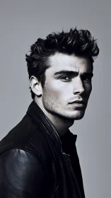 Leather-clad gaze quietly slices through the silver haze