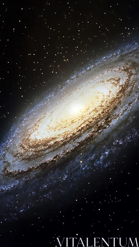 Spiral galaxy core glowing amid dense starfield in space.