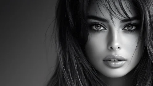 Soft monochrome portrait captures a calm, captivating gaze