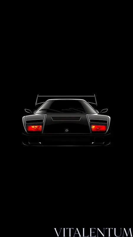 Rear view sports car illustration isolates on black background