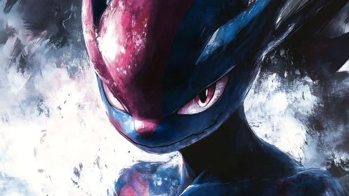 Close-up digital portrait of stylized anthropomorphic creature.