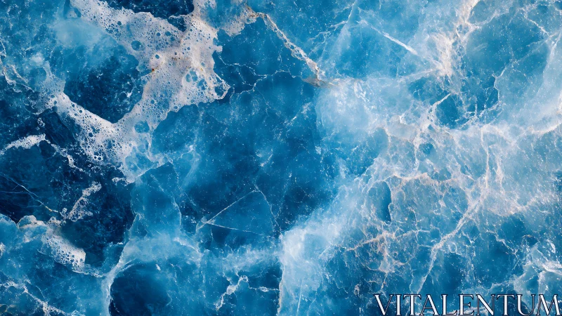 Blue crystalline marble surface shows intricate translucent veins