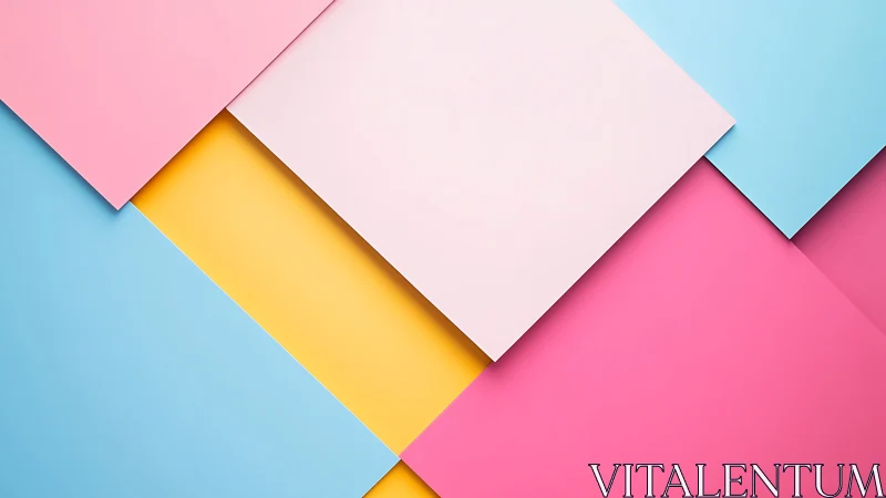 Pastel paper layers create a bright, playful geometric rhythm