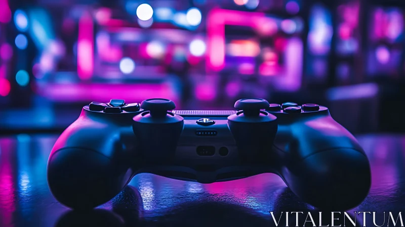 Neon-soaked gamepad waits patiently for midnight victories
