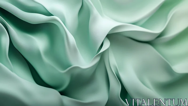 Mint green fabric folds in close-up abstract composition.