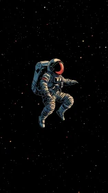 Solitary spacewalker drifts gently through a star-sown void