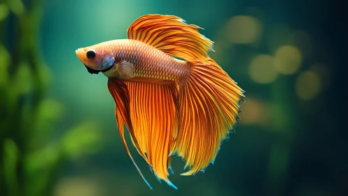 Flame fin betta drifts like underwater silk in slow motion