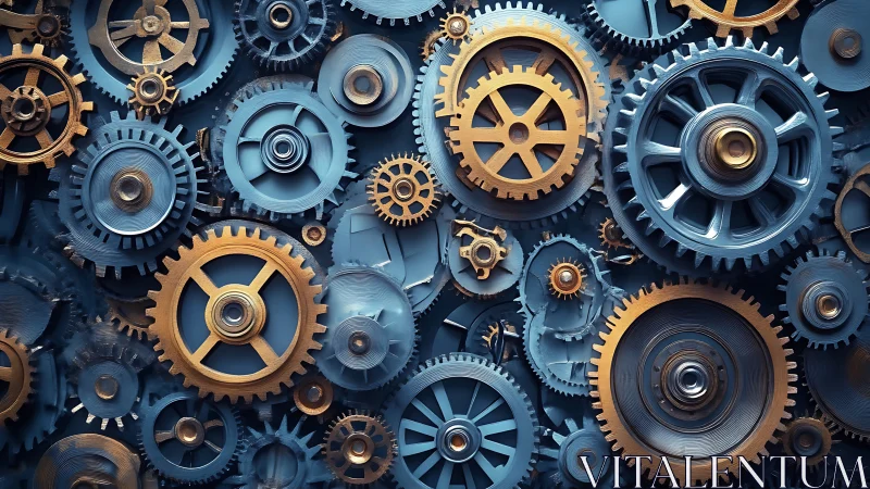 Interlocked brass and steel gear array in dense mechanical field.