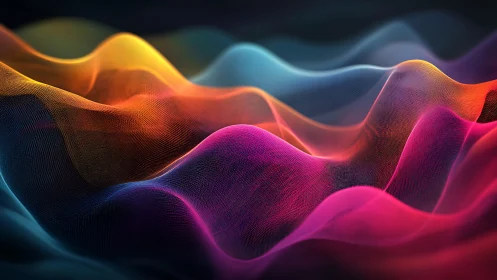 Chromatic data dunes rolling through a neon twilight dream.