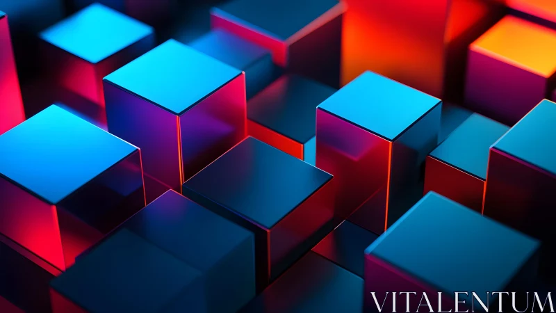 Vibrant 3D Cubes in Neon Lighting, Abstract Digital Art Style. Vibrant 3D Cubes in Neon Lighting, Abstract Digital Art Style.