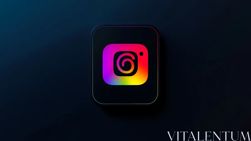 Instagram Logo Icon Display Centered Against Dark Blue Background.
