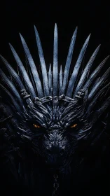 Throneborn dragon gaze crowned in jagged midnight steel.