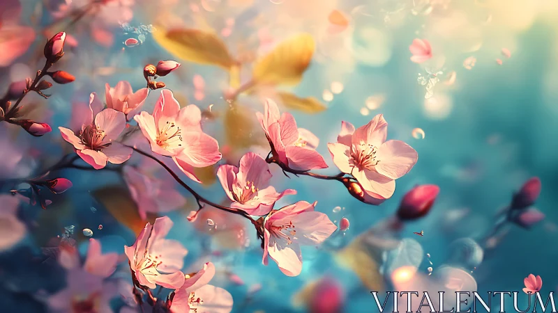 Dreamy Cherry Blossoms Dance in Soft Light.