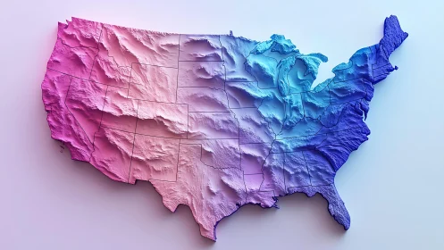 Color-washed USA relief map celebrates diverse landforms